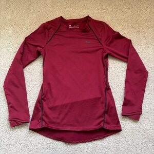 Under Armour Cold Gear Fitted Long Sleeve Shirt Womens XS Maroon
